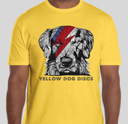 Yellow Dog Discs T-shirt (Rusty Bowie Design Yellow Shirt)