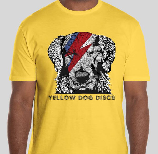 Yellow Dog Discs T-shirt (Rusty Bowie Design Yellow Shirt)