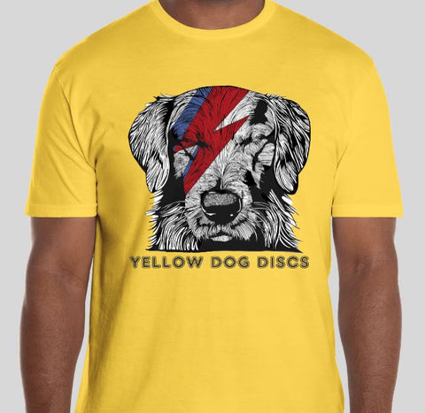 Yellow Dog Discs T-shirt (Rusty Bowie Design Yellow Shirt)